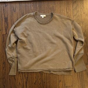 Easel Los Angeles Olive Green Cozy Longsleeve Pullover Sweater Top Thumbholes